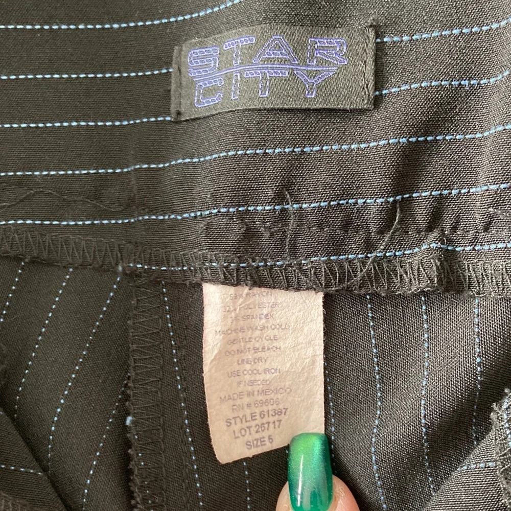 Star City Black Pinstripe Trousers - Picture 6 of 8